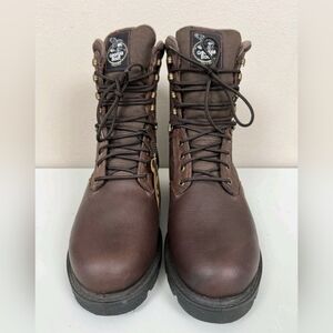 Georgia Brown Leather 8” Work Boots Mens 9 M Waterproof Lace Up Steel Toe #G107